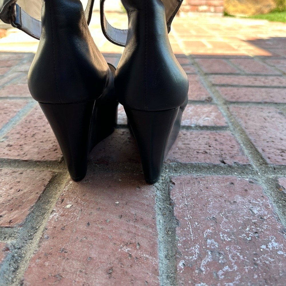 CK Calvin Klein wedge platform heels black leather - Picture 5 of 6
